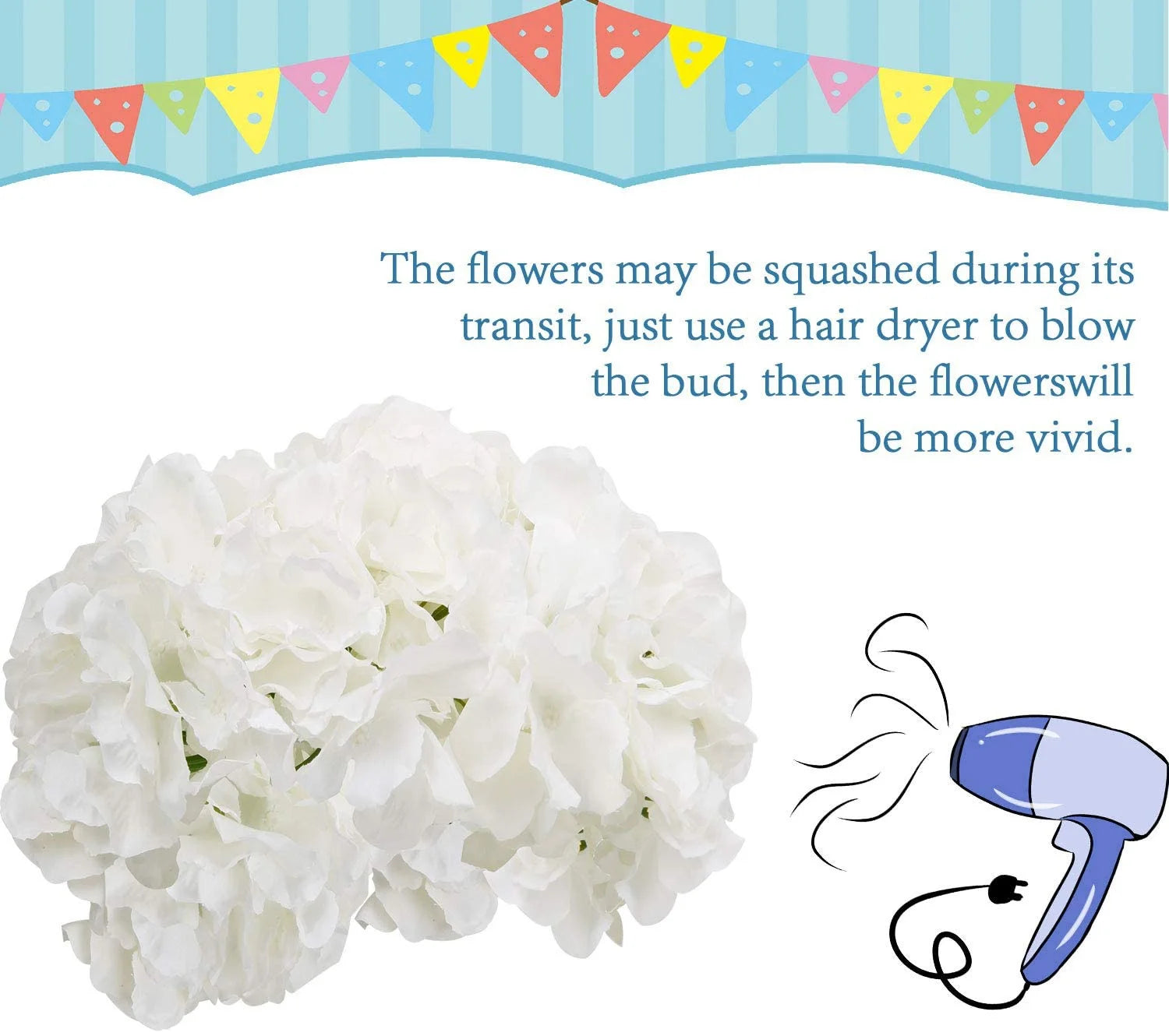 10PCS Artificial White Hydrangea Flowers – Real Touch Silk Hydrangea Branch Stems, Faux Hydrangea Bouquet for Wedding, Home Decor & Centerpieces