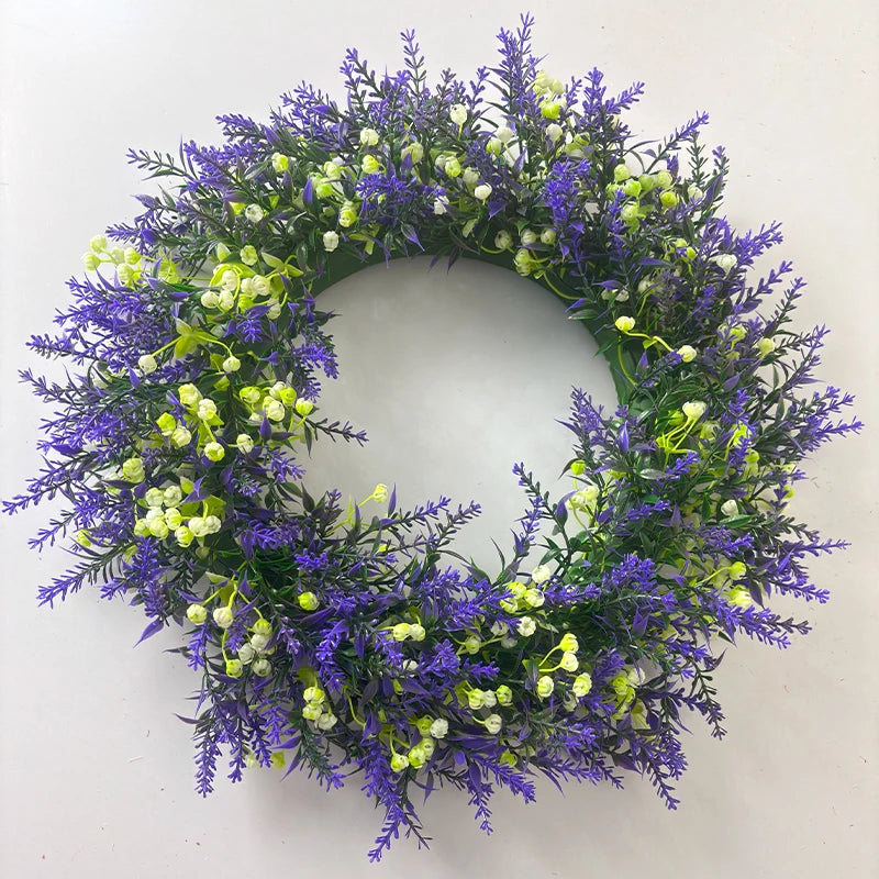 Artificial Lavender Wreath Set – Hanging Lavender Wreaths for Indoor/Outdoor