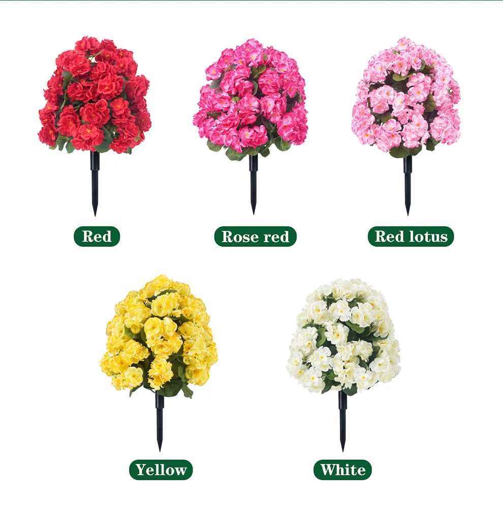 Artificial Begonia Flowers Bulk – Faux Bush Spikes for Outdoor Planters