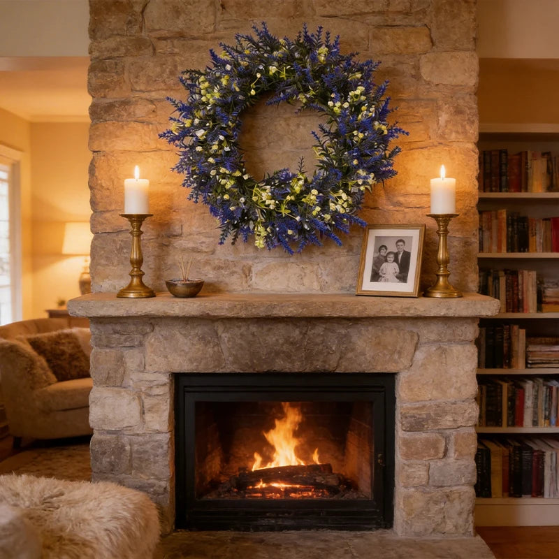 Artificial Lavender Wreath Set – Hanging Lavender Wreaths for Indoor/Outdoor