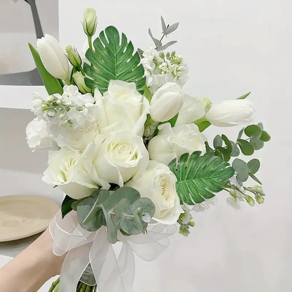 38PCS Artificial Palm Leaf Set Bulk – Realistic Tropical Faux Greenery Bouquet