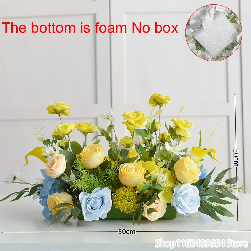 Artificial Rose Peony Flower Row Runner – Silk Wedding Backdrop Garland for Arch Decor, Table Centerpieces, Stage & Event Decoration