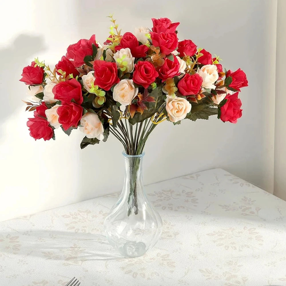 Artificial Silk Rose Bouquet – Realistic Faux Rose Flowers