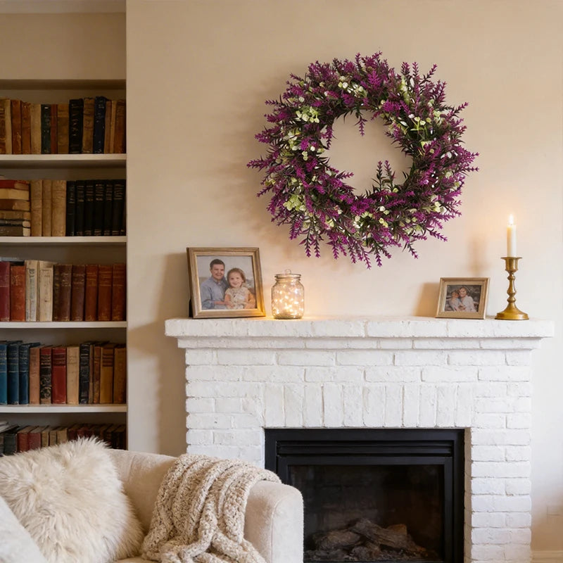 Artificial Lavender Wreath Set – Hanging Lavender Wreaths for Indoor/Outdoor