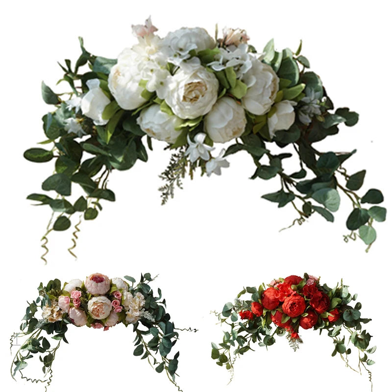 Artificial Champagne Peony & Rose Arch Wreath Bulk – Faux Floral Garland