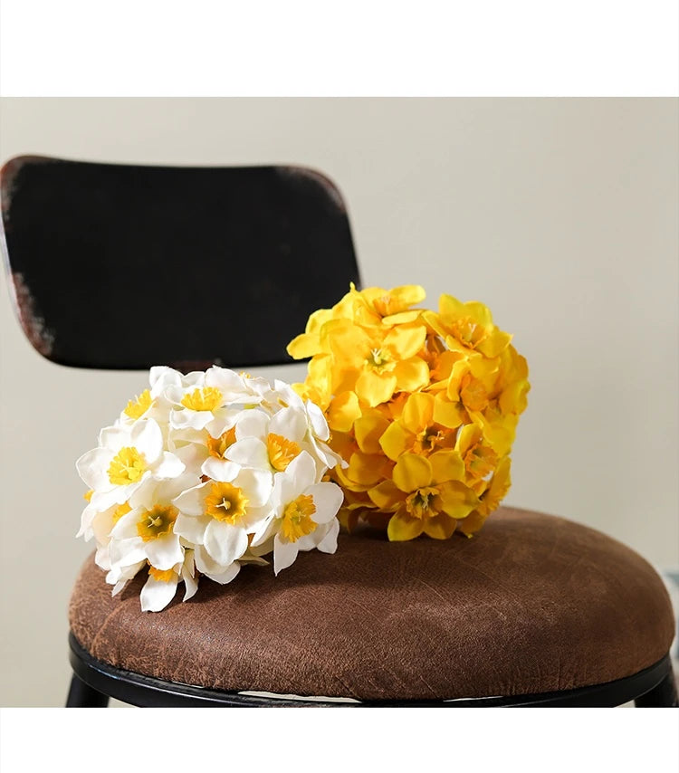 6/18PCS Realistic Faux Daffodil Flowers Bulk – Polyurethane Artificial Daffodil Bouquet
