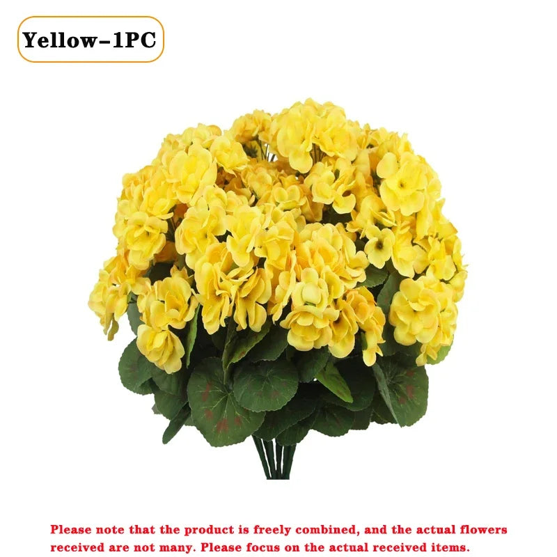 1-8PCS UV Resistant Artificial Begonia Flowers – Realistic Faux Outdoor Flower Heads for Garden, Porch, Patio, Wedding Decor & Floral Arrangements