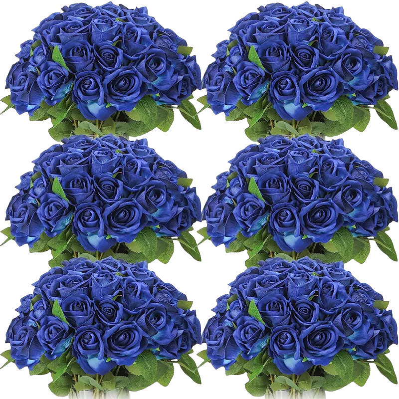50PCS Bulk Artificial Velvet Roses – Faux Wedding Bouquet Flowers