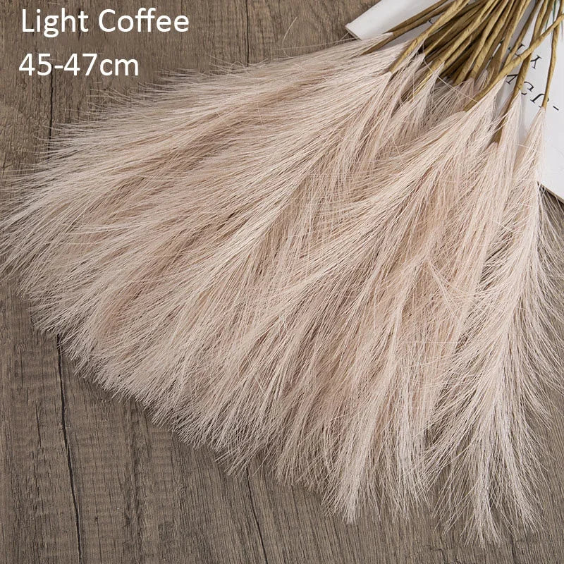 10PCS Artificial Pampas Grass Bouquet Bulk – Silk Reed Grass Stems for Boho Wedding
