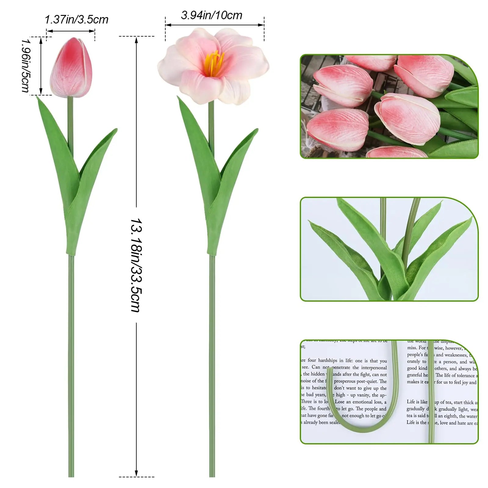 10PCS Mixed Pink Brownie Tulip Bouquet – PU Artificial Tulip Flowers for Wedding Centerpieces, Home Room Decor, Indoor Vase Arrangements & Mother’s Day Gifts