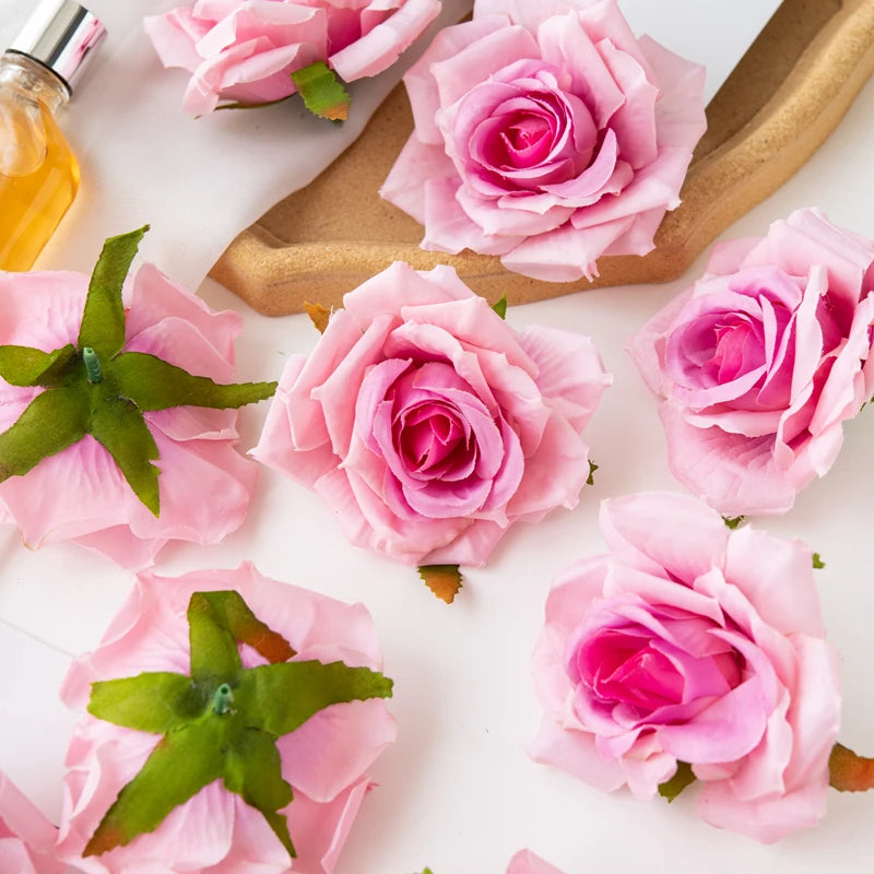 100PCS Artificial Silk Rose Heads Bulk – 10cm Faux Flowers