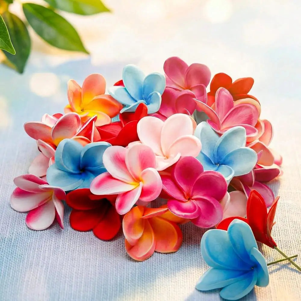 30pcs Hawaiian Plumeria Frangipani Artificial Flowers – Tropical