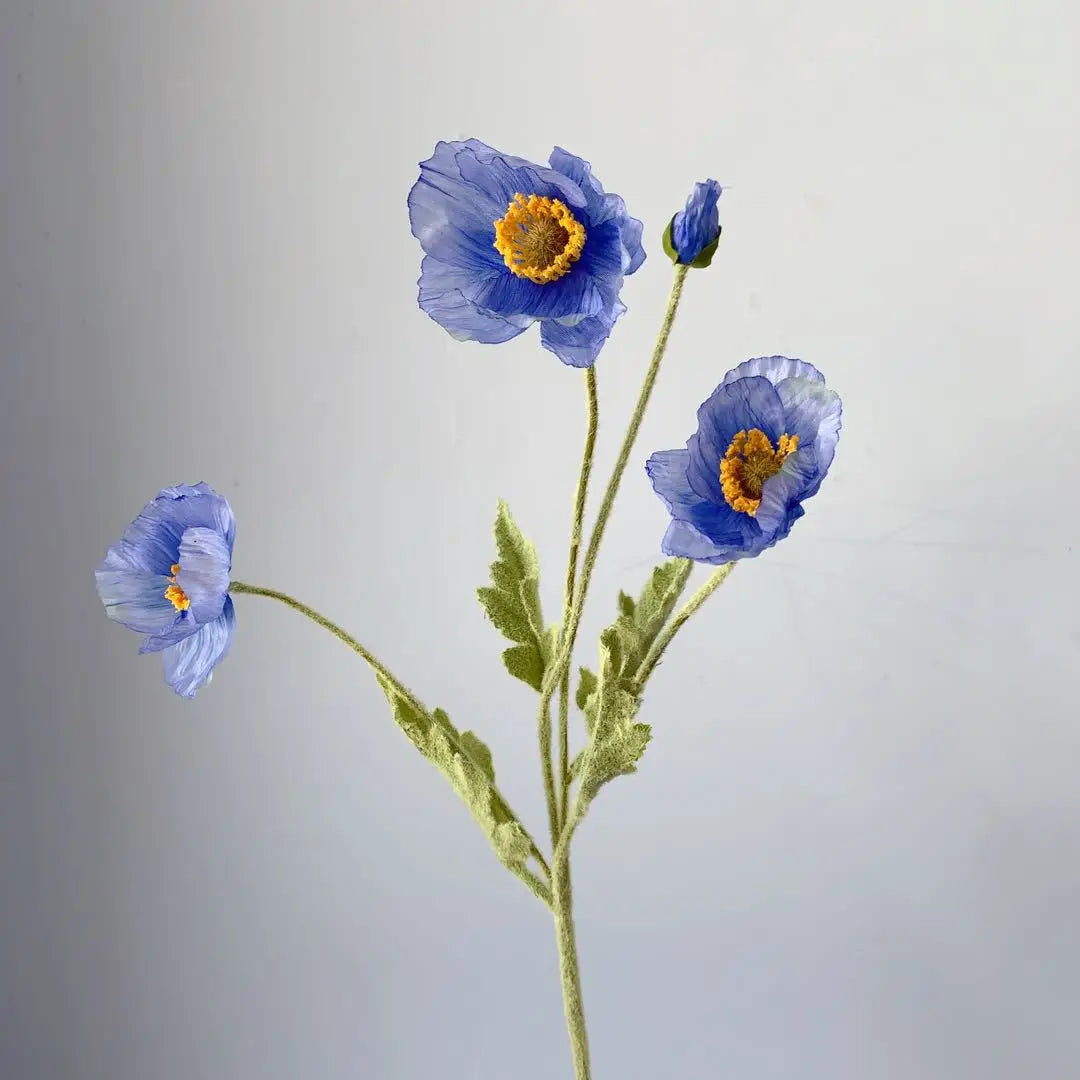 Artificial Poppy Flower Bouquet – 4 Head Silk Faux Poppy Flowers for Home Decor, Wedding Centerpieces, Garden Party Decorations, DIY Floral Arrangements