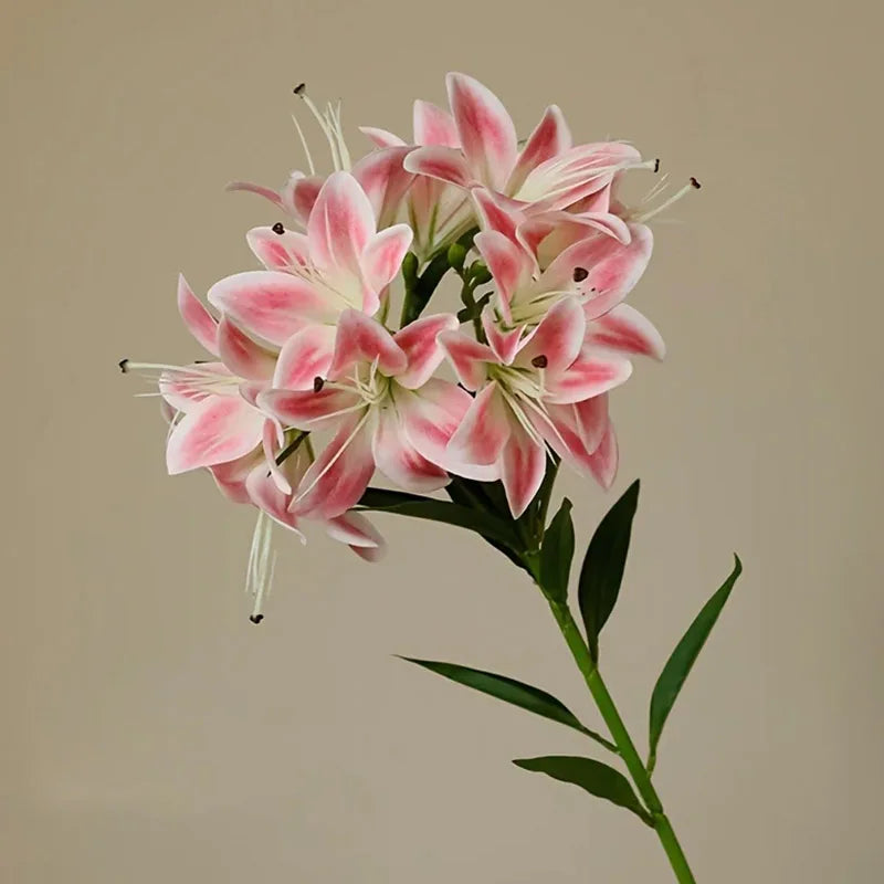 10 Head Artificial Lily Flower Branch – Silk Faux Lily