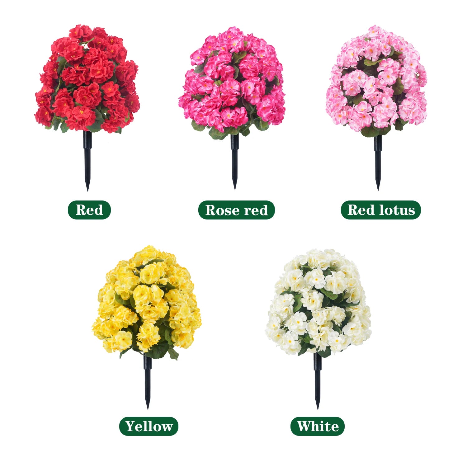 Artificial Begonia Flowers Bulk – Faux Bush Spikes for Outdoor Planters