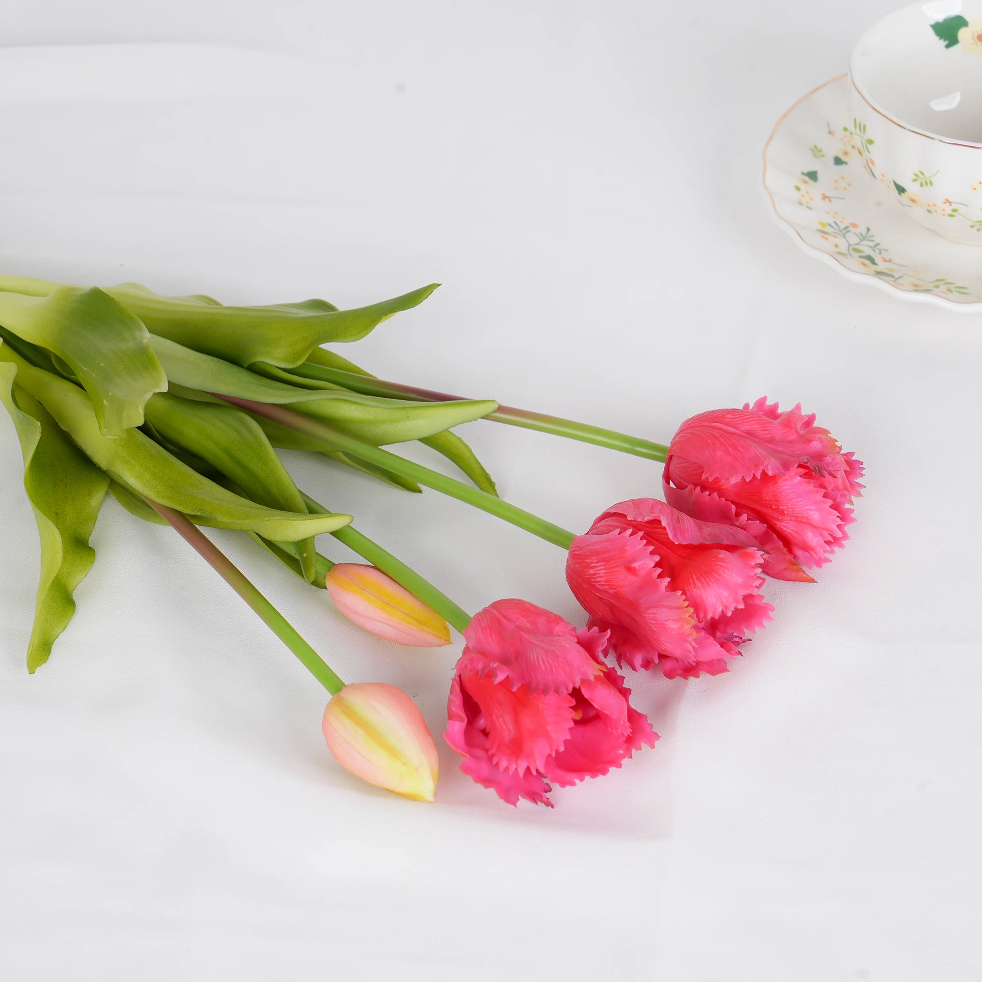 Parrot Wave Real Touch Tulip Artificial Flowers Bulk – Soft Silicone Latex Faux Tulip Bouquet | Perma Petals