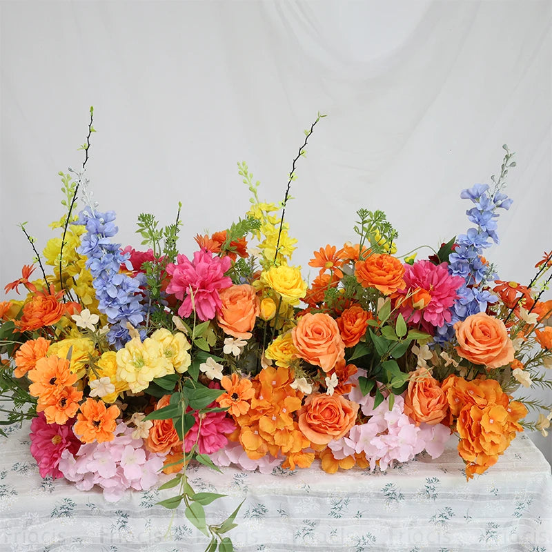 Artificial Rose & Delphinium Arch Arrangement Bulk – Silk Floral Backdrop Row