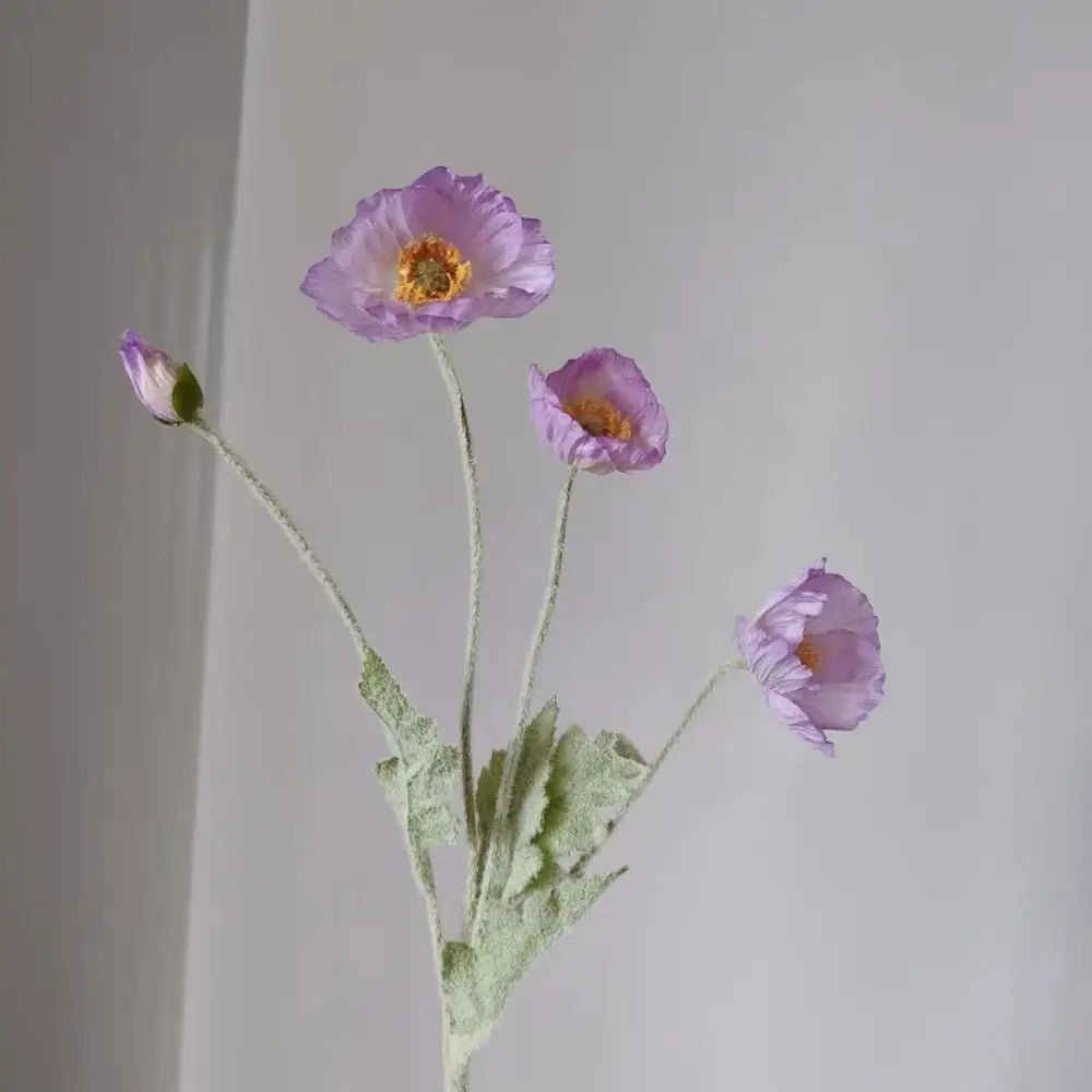 Artificial Poppy Flower Bouquet – 4 Head Silk Faux Poppy Flowers for Home Decor, Wedding Centerpieces, Garden Party Decorations, DIY Floral Arrangements