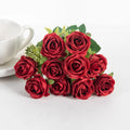 10-Head Artificial White Rose Bouquet Bulk – Silk Fake Flower Bundle for Wedding Decor