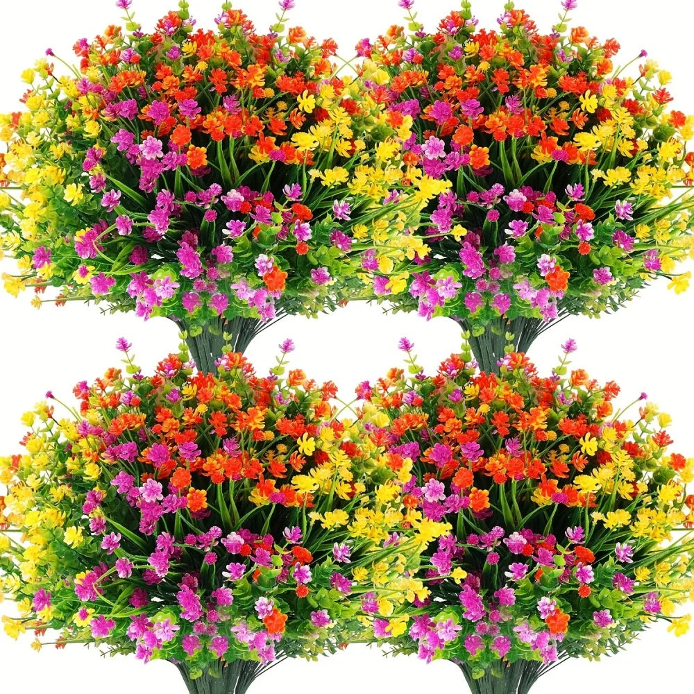 12/18/30/36 PCS UV Resistant Artificial Flowers – Realistic Outdoor Fake Flowers & Shrubs for Garden, Window Box, Porch, Patio, Landscaping Decor