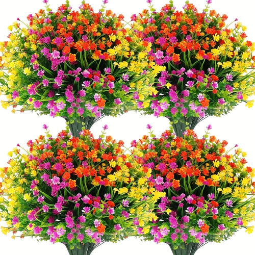 12/18/30/36 PCS UV Resistant Artificial Flowers – Realistic Outdoor Fake Flowers & Shrubs for Garden, Window Box, Porch, Patio, Landscaping Decor
