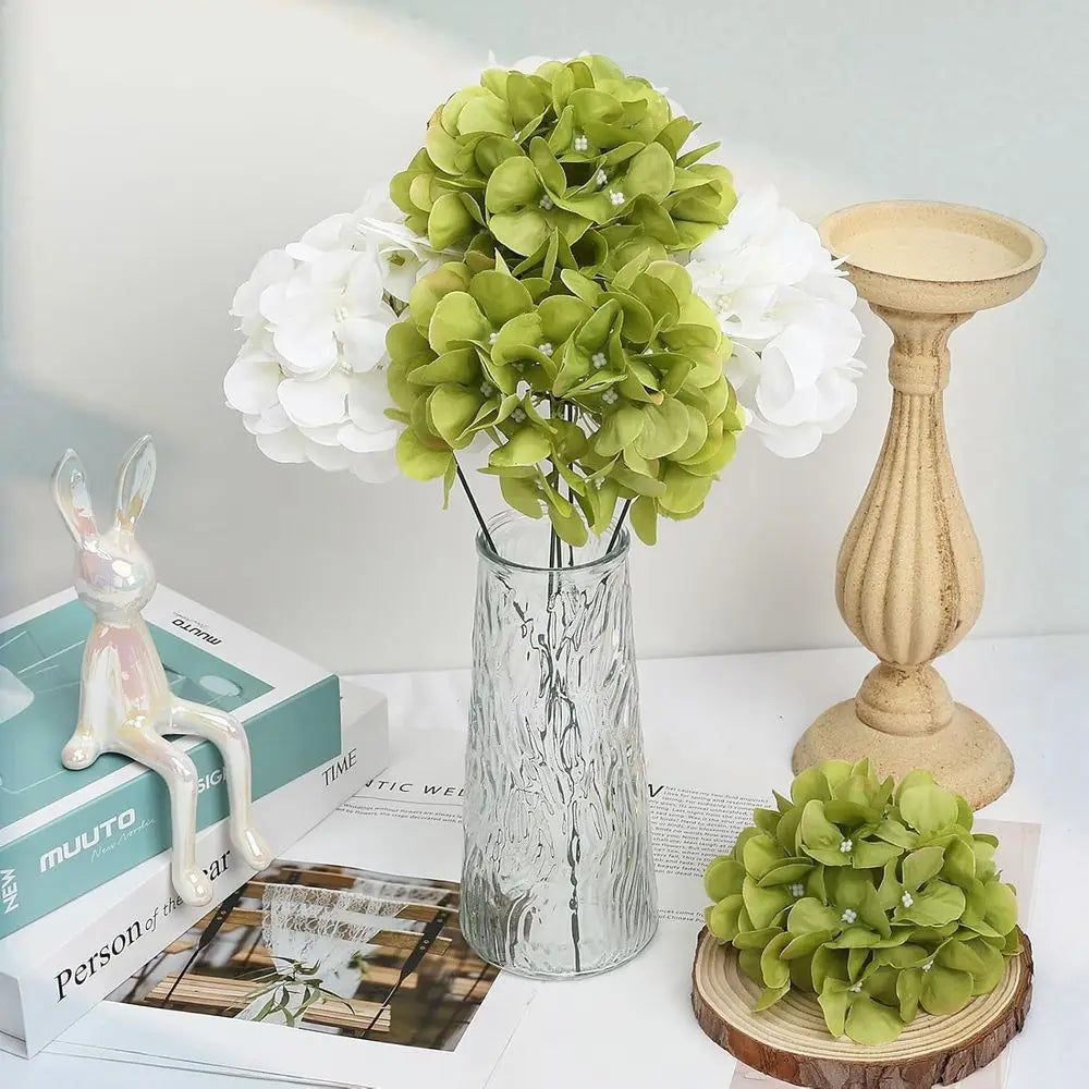 104PCS Artificial Green Hydrangea Stems – Realistic Silk Faux Hydrangea Flowers for Wedding Centerpieces, Outdoor Decor, Baby Shower & Party Arrangements