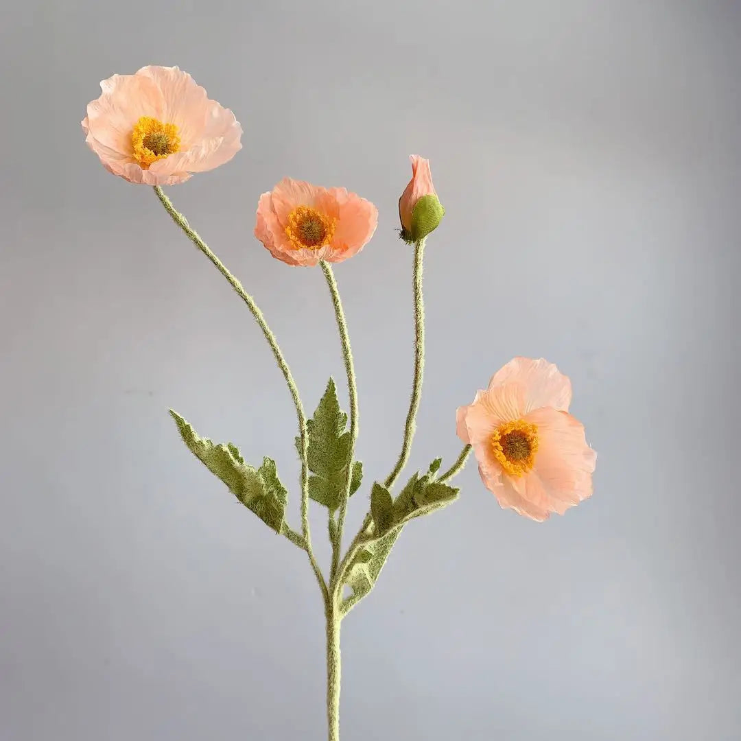 Artificial Poppy Flower Bouquet – 4 Head Silk Faux Poppy Flowers for Home Decor, Wedding Centerpieces, Garden Party Decorations, DIY Floral Arrangements