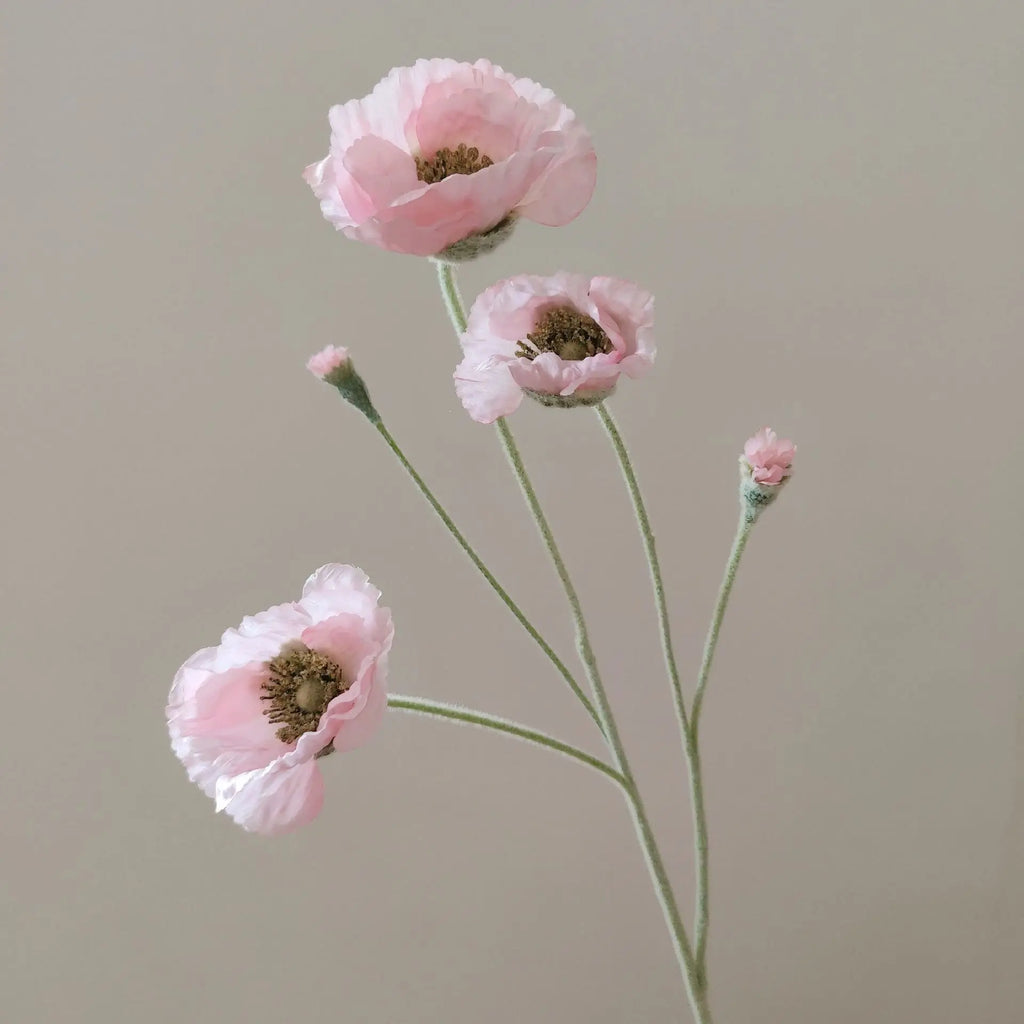 Artificial Poppy Stems – 65cm Long Faux Flowers for Wedding, DIY Decor