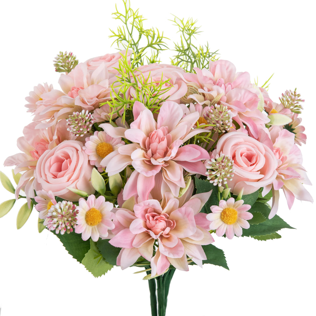Artificial Dahlia Rose Bouquet – Silk Faux Flowers