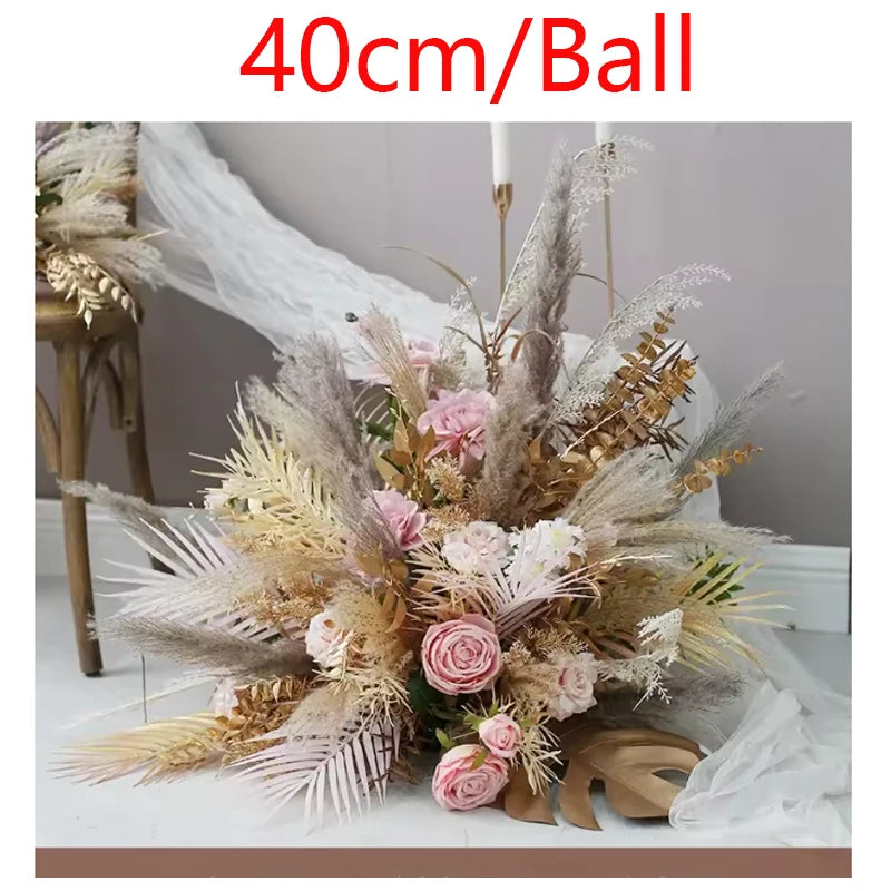 Boho Wedding Arch Flowers Kit Bulk – Pre-Made Pampas Silk Floral Backdrop Set