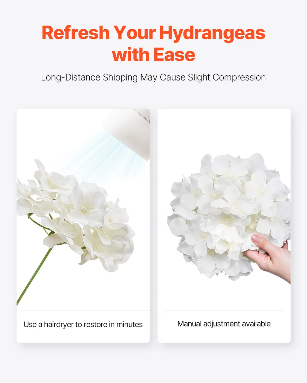 Artificial White Hydrangea Flowers with Stem – Real Looking Silk Faux Hydrangea Bulk for DIY Wedding Bouquets, Bridal Shower Decor, Home Centerpieces