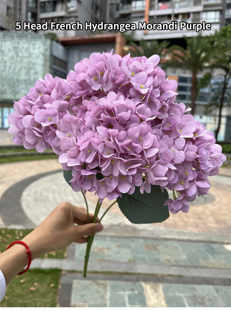 Artificial Hydrangea Bouquet – 5 Heads Silk Flowers