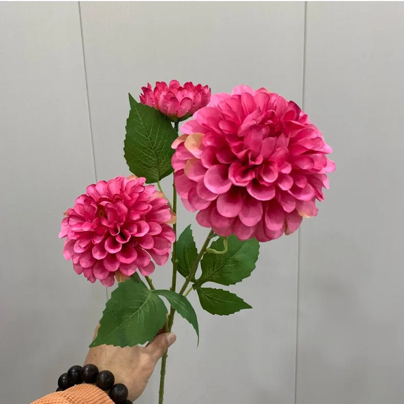 Lifelike Artificial Hydrangea Flowers Bulk – 3-Head Silk Hydrangea Branch