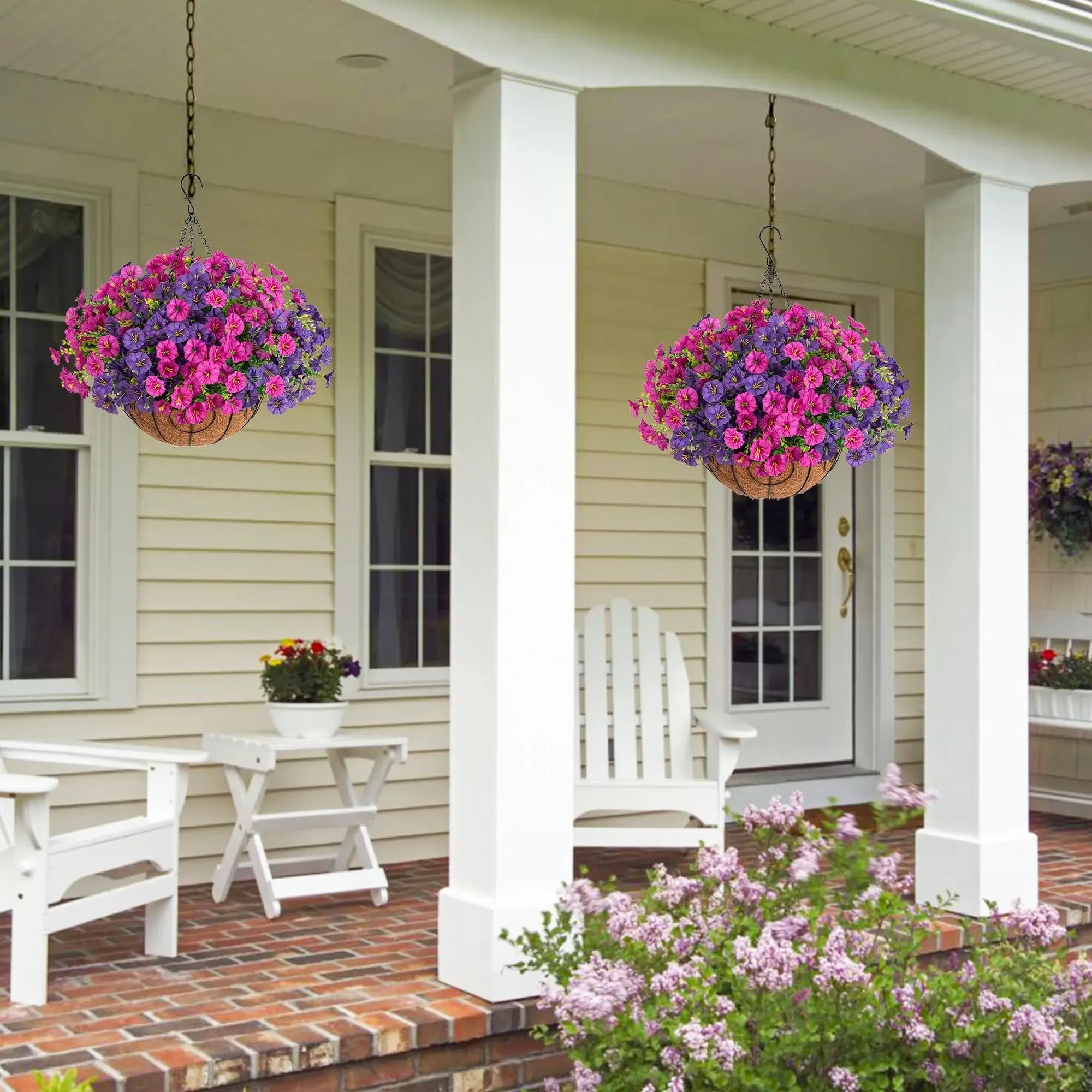 Artificial Hanging Petunia Basket – Outdoor Porch & Garden Flower Decor