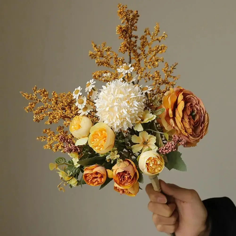 Autumn Artificial Rose Bouquet – Realistic Faux Wedding Flowers