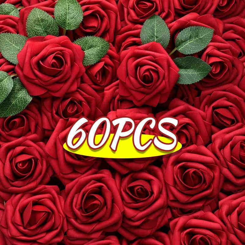 Artificial Red Foam Roses – Velvet DIY Wedding Flower Set