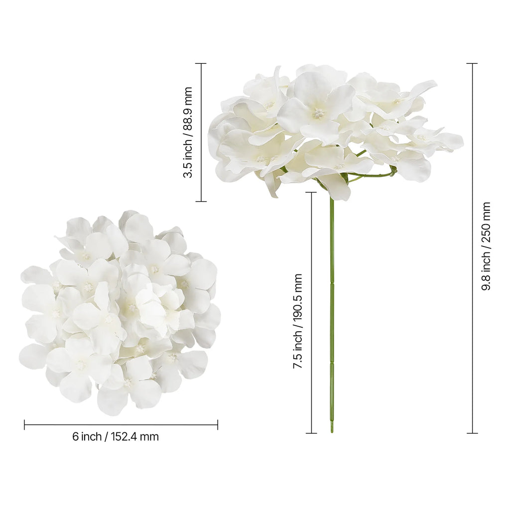Artificial White Hydrangea Flowers with Stem – Real Looking Silk Faux Hydrangea Bulk for DIY Wedding Bouquets, Bridal Shower Decor, Home Centerpieces