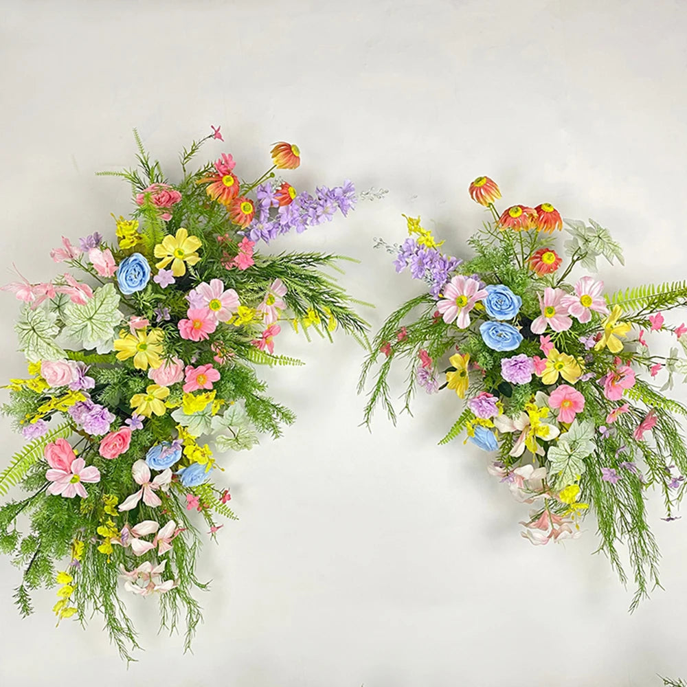Artificial Green Plants & Rose Wedding Backdrop Flower Row – Silk Hanging Floral Arrangement for Event Stage, Party Decor, Ceremony Arch & Floor Decoration