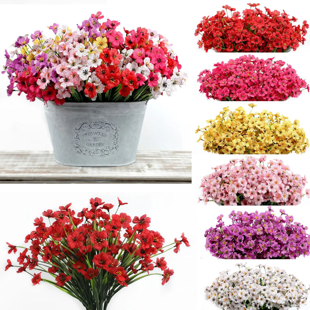 UV Resistant Artificial Purple Spring Flowers – Faux Plastic Outdoor Plants for Garden Beds, Patio Decor, Home Landscaping, and Car Decoration