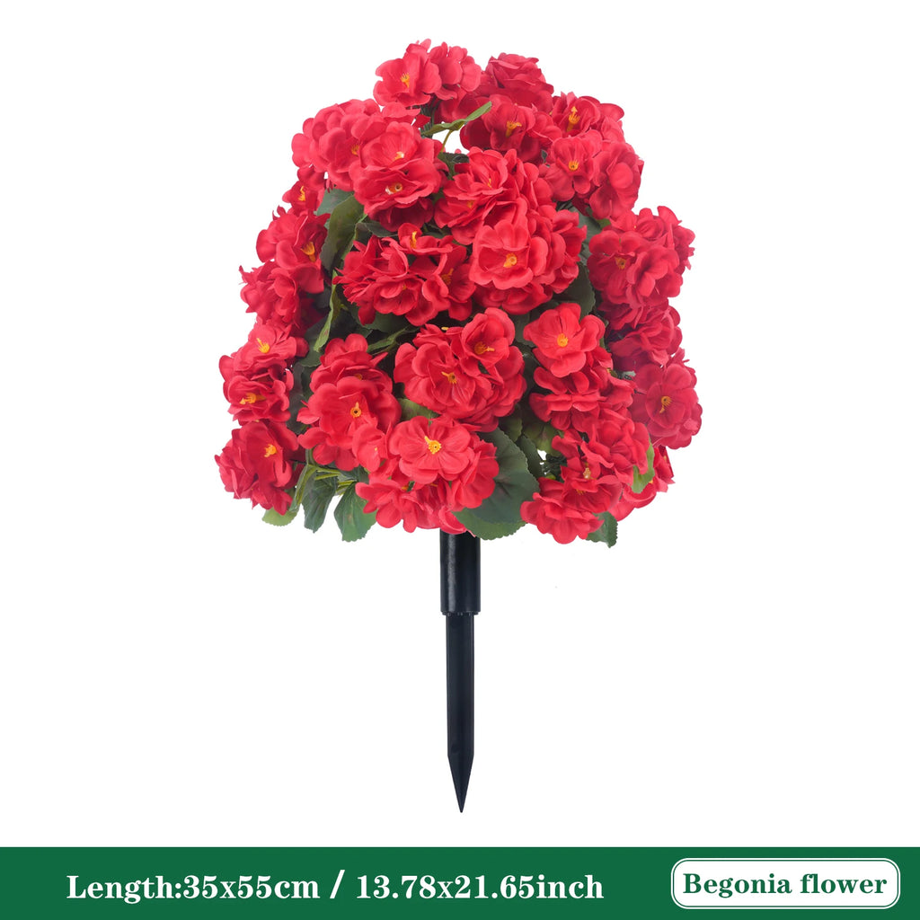 Artificial Begonia Flowers Bulk – Faux Bush Spikes for Outdoor Planters