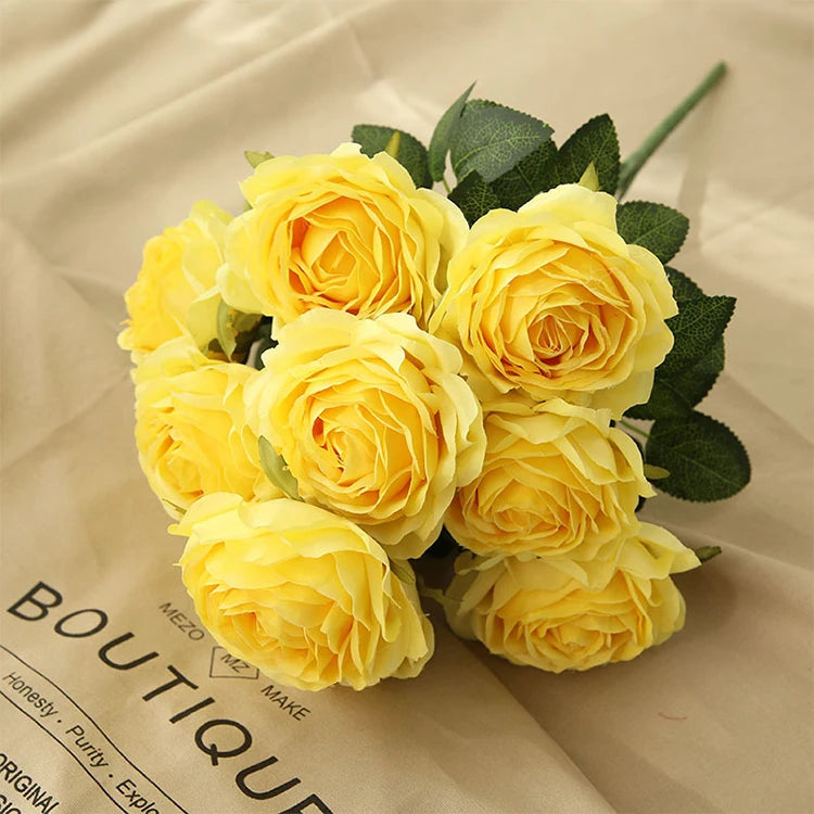 10 Heads Artificial Silk Rose Bouquet – Realistic Faux Roses for Wedding Centerpieces, Party Decor, Home & Garden Floral Arrangement, Valentine’s Day Gift