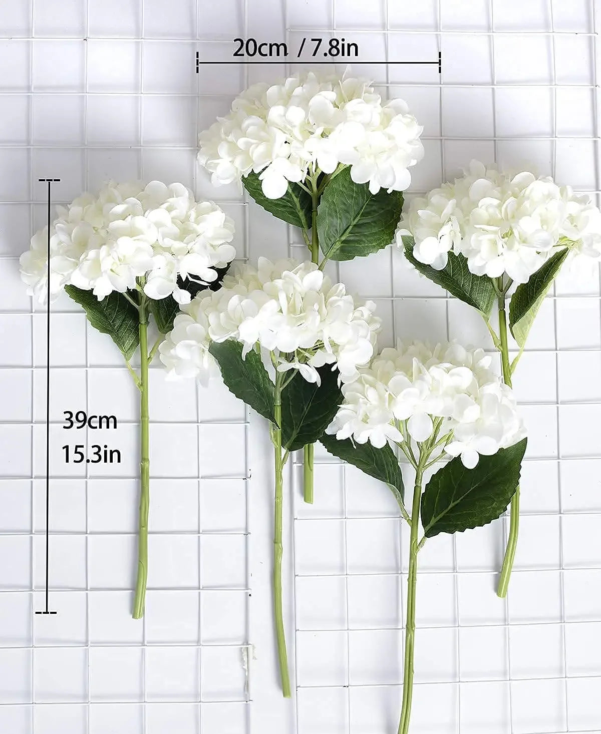 5PCS Artificial White Hydrangea Stems Bulk – Silk Hydrangea Bouquet Artificial Flowers