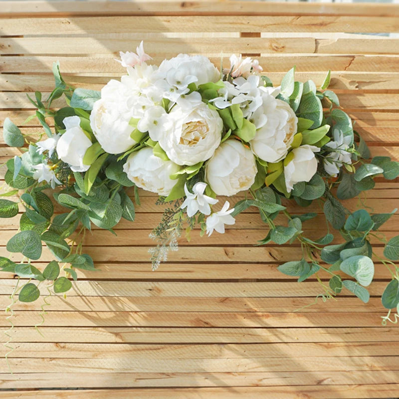 Artificial Champagne Peony & Rose Arch Wreath Bulk – Faux Floral Garland