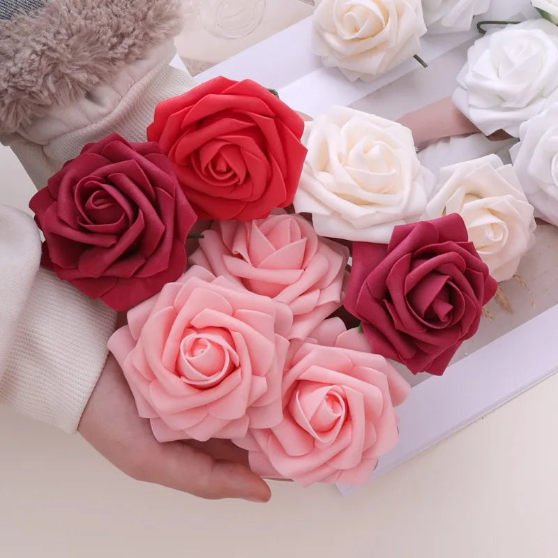 Artificial Red Foam Roses – Velvet DIY Wedding Flower Set