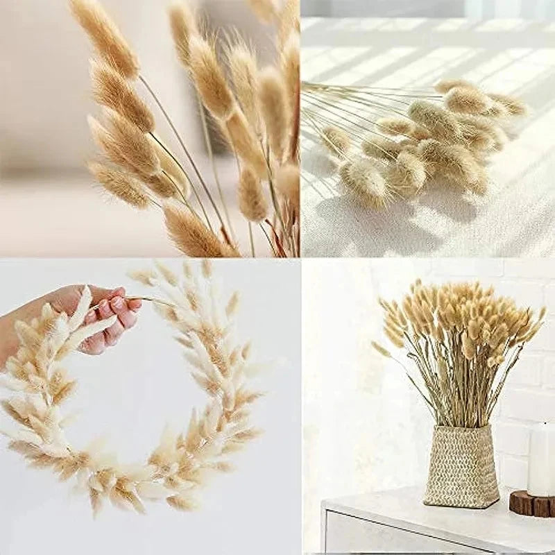 60-Piece Rabbit Tail Grass Bouquet Bulk – Fluffy Faux Bunny Tail Pampas Grass