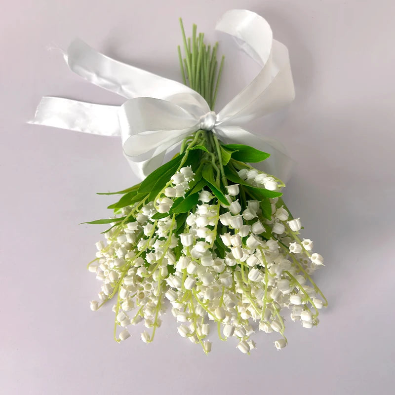Artificial Lily of the Valley Bouquet Bulk – White Silk Bridal Artificial Bouquet