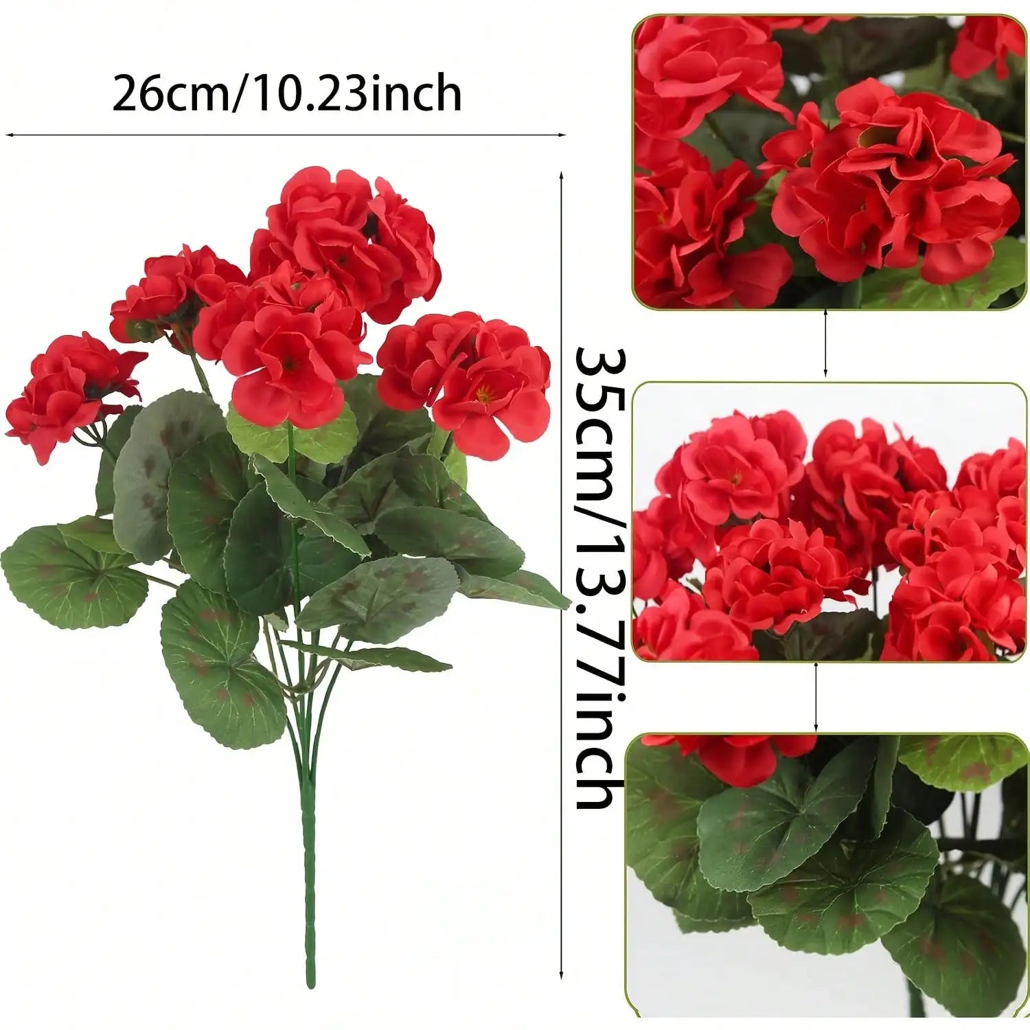 Artificial Hanging Flowers with Green Foliage – Faux Flower Branches for Indoor Outdoor Garden Decor, Porch, Patio, Window Boxes & Hanging Planters (1/2/4PCS Sets)
