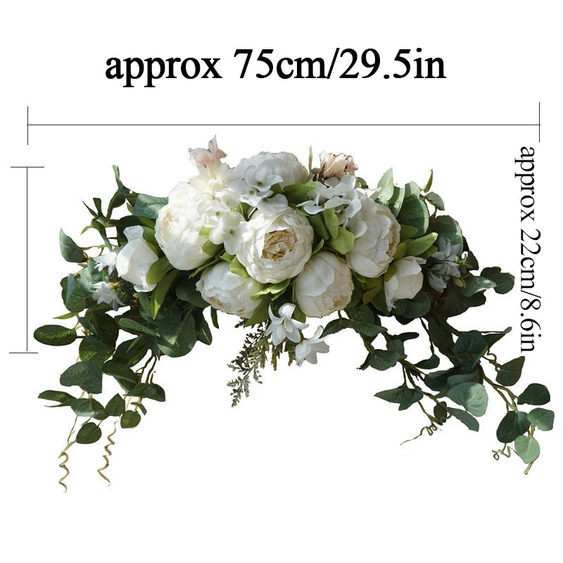Artificial Champagne Peony & Rose Arch Wreath Bulk – Faux Floral Garland