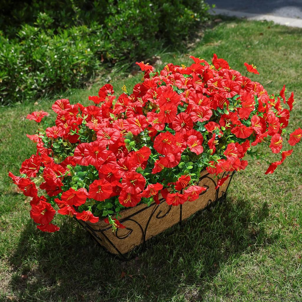 4 Bundles Artificial Morning Glory Flowers – UV Resistant Outdoor