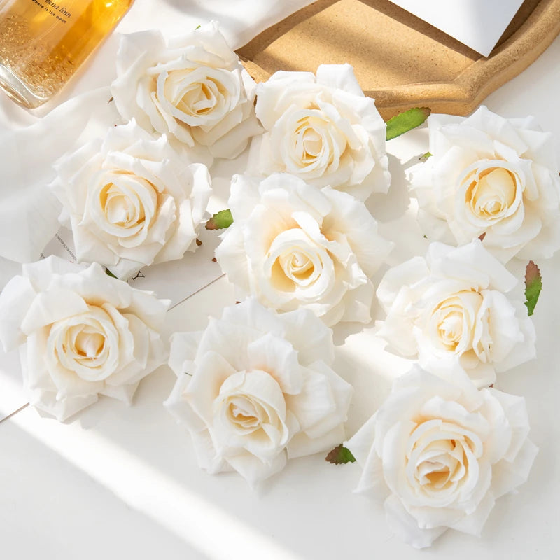 100PCS Artificial Silk Rose Heads Bulk – 10cm Faux Flowers